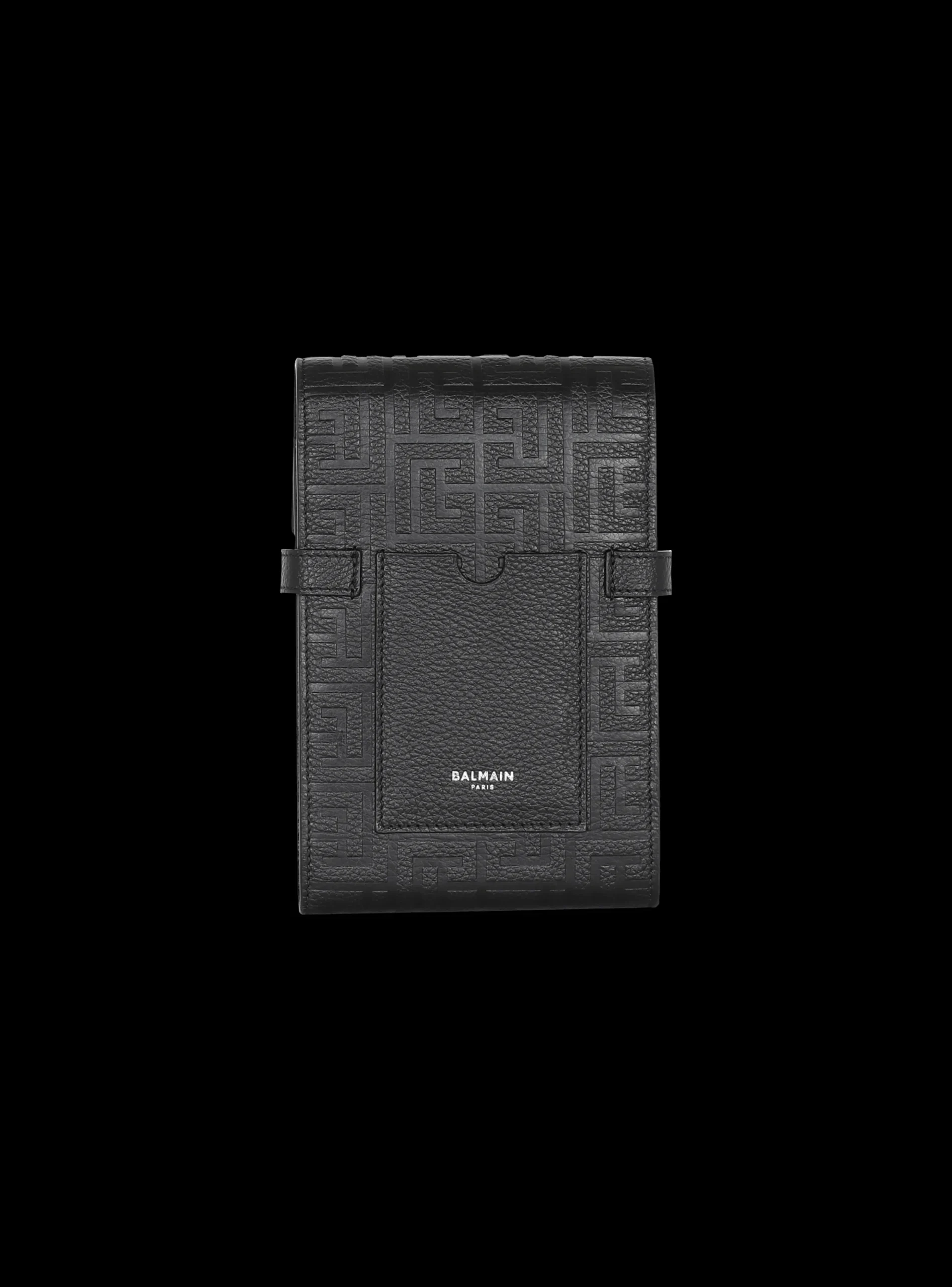 B-Buzz Monogrammed Canvas And Leather Smartphone Pouch -Balmain Store