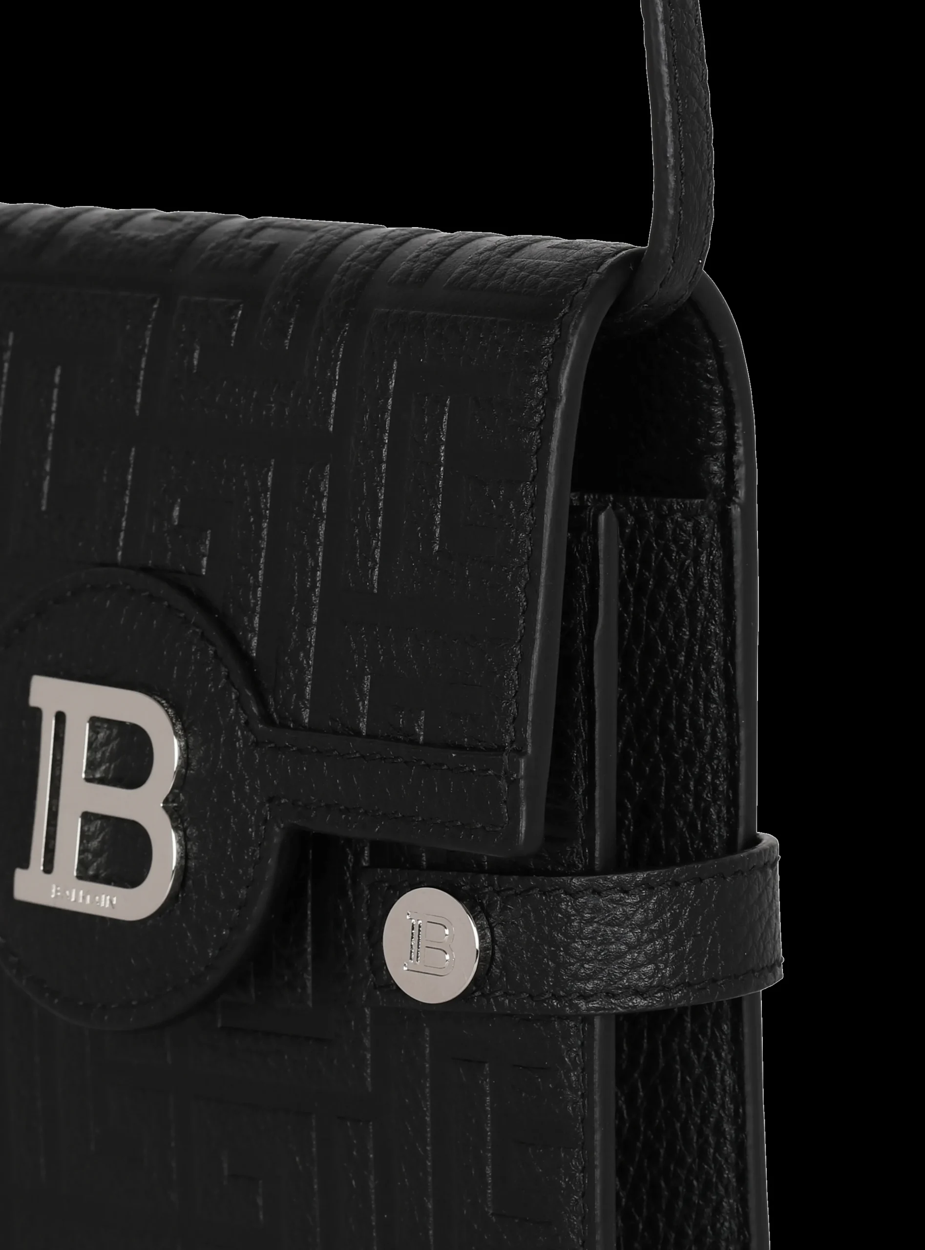 B-Buzz Monogrammed Canvas And Leather Smartphone Pouch -Balmain Store