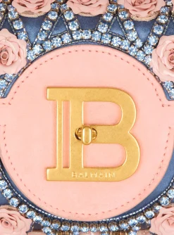 B-Buzz Pouch 23 Embroidered With Grid And Roses-Balmain New