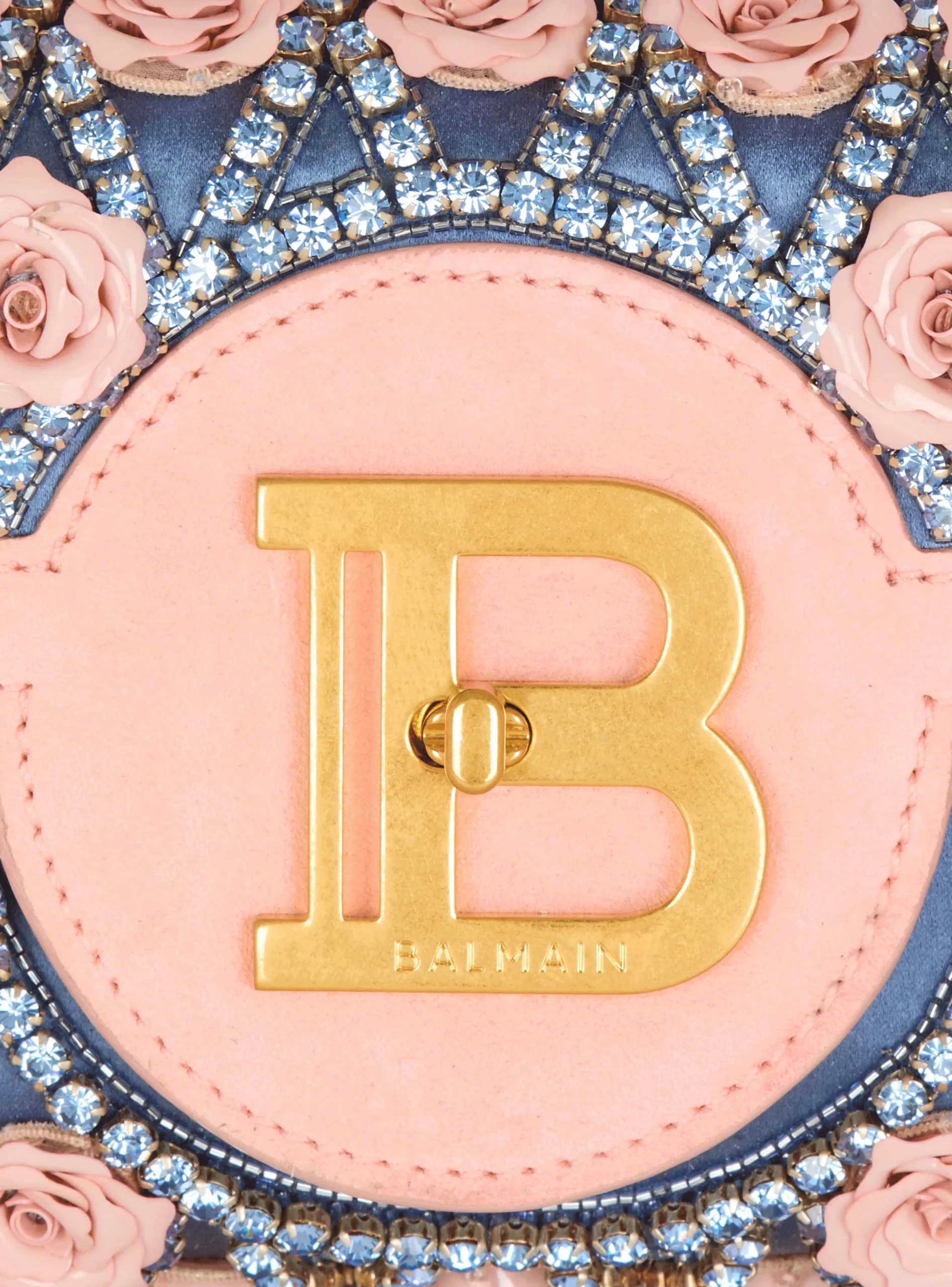 B-Buzz Pouch 23 Embroidered With Grid And Roses-Balmain New