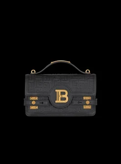 B-Buzz Shoulder 24 Bag In Grained PB Labyrinth Leather-Balmain Online