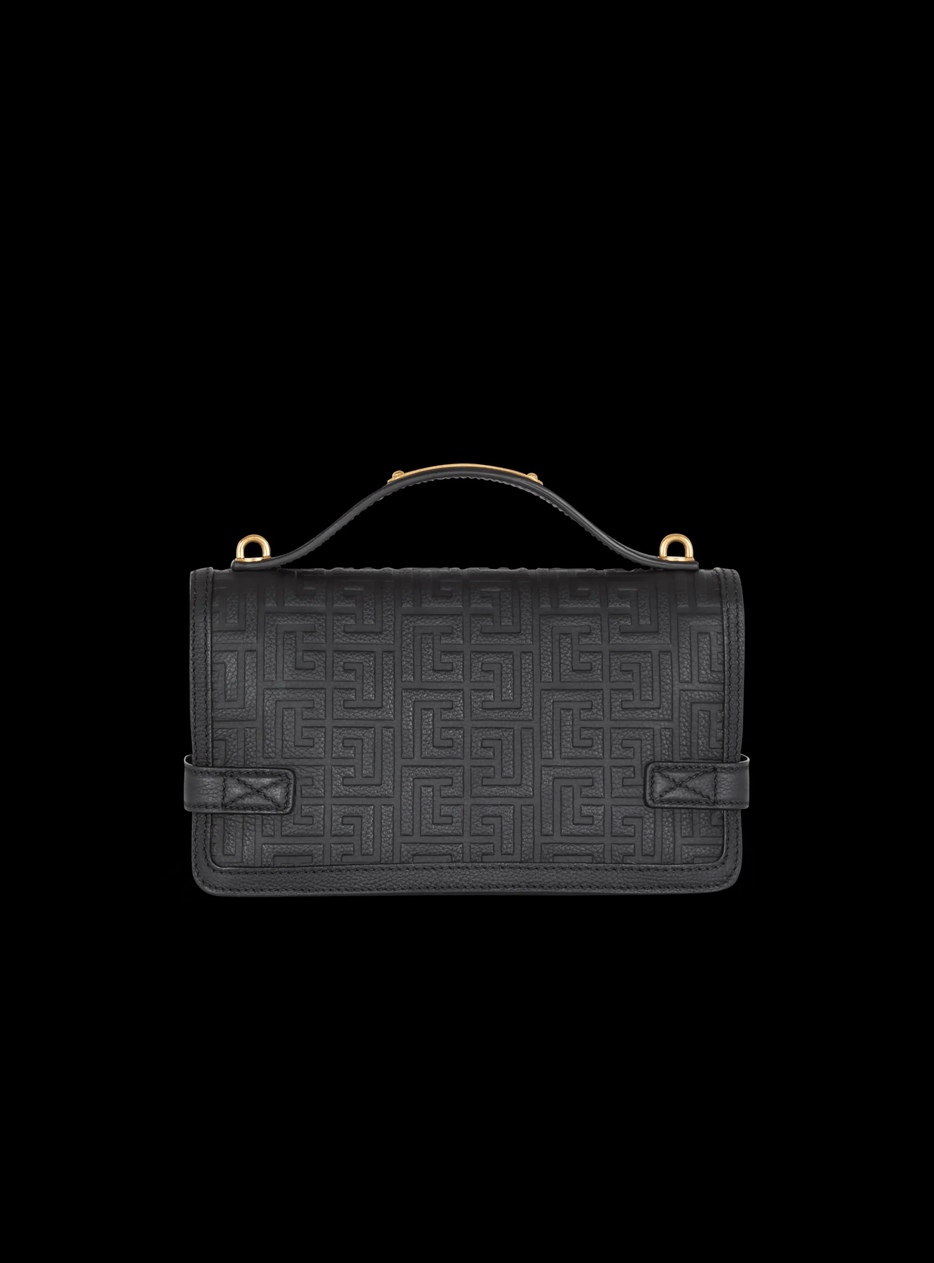 B-Buzz Shoulder 24 Bag In Grained PB Labyrinth Leather-Balmain Online