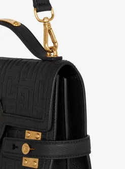 B-Buzz Shoulder 24 Bag In Grained PB Labyrinth Leather-Balmain Online