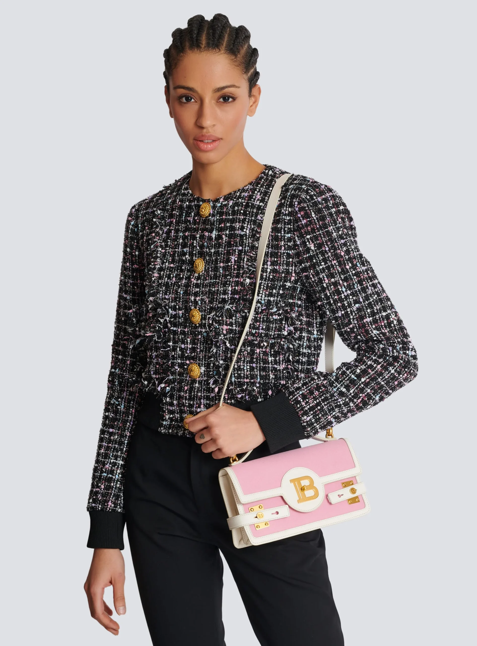 B-Buzz Shoulder 24 Canvas And Leather Bag-Balmain Best Sale