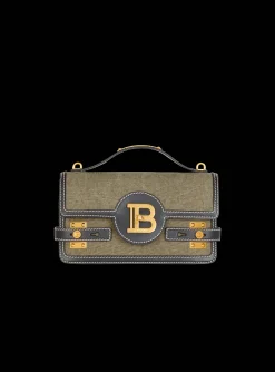 B-Buzz Shoulder 24 Leather And Canvas Bag-Balmain Store