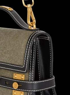 B-Buzz Shoulder 24 Leather And Canvas Bag-Balmain Store