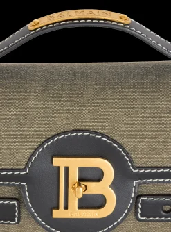 B-Buzz Shoulder 24 Leather And Canvas Bag-Balmain Store