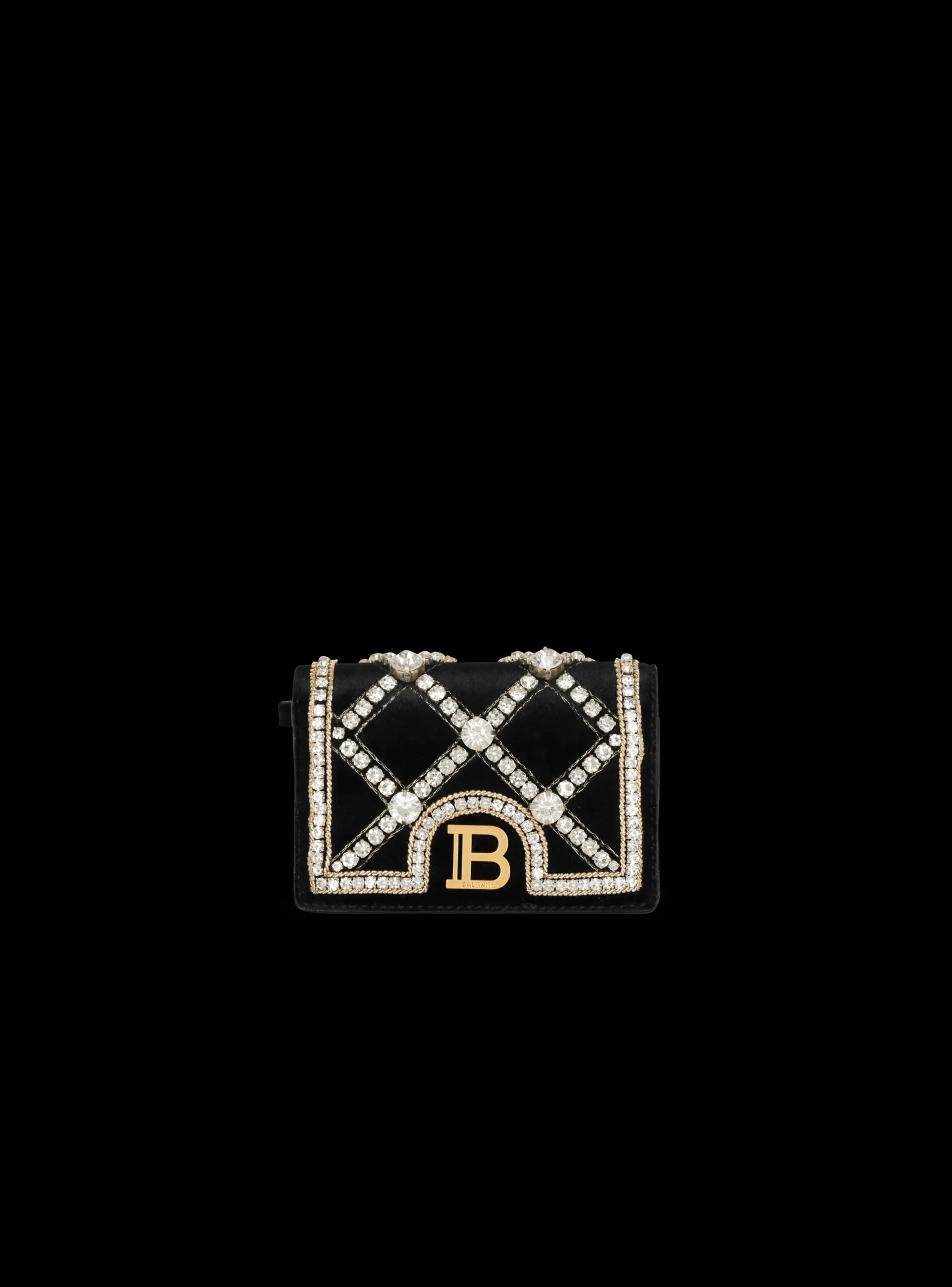 B-Buzz Velvet And Pearl Card Holder-Balmain Fashion
