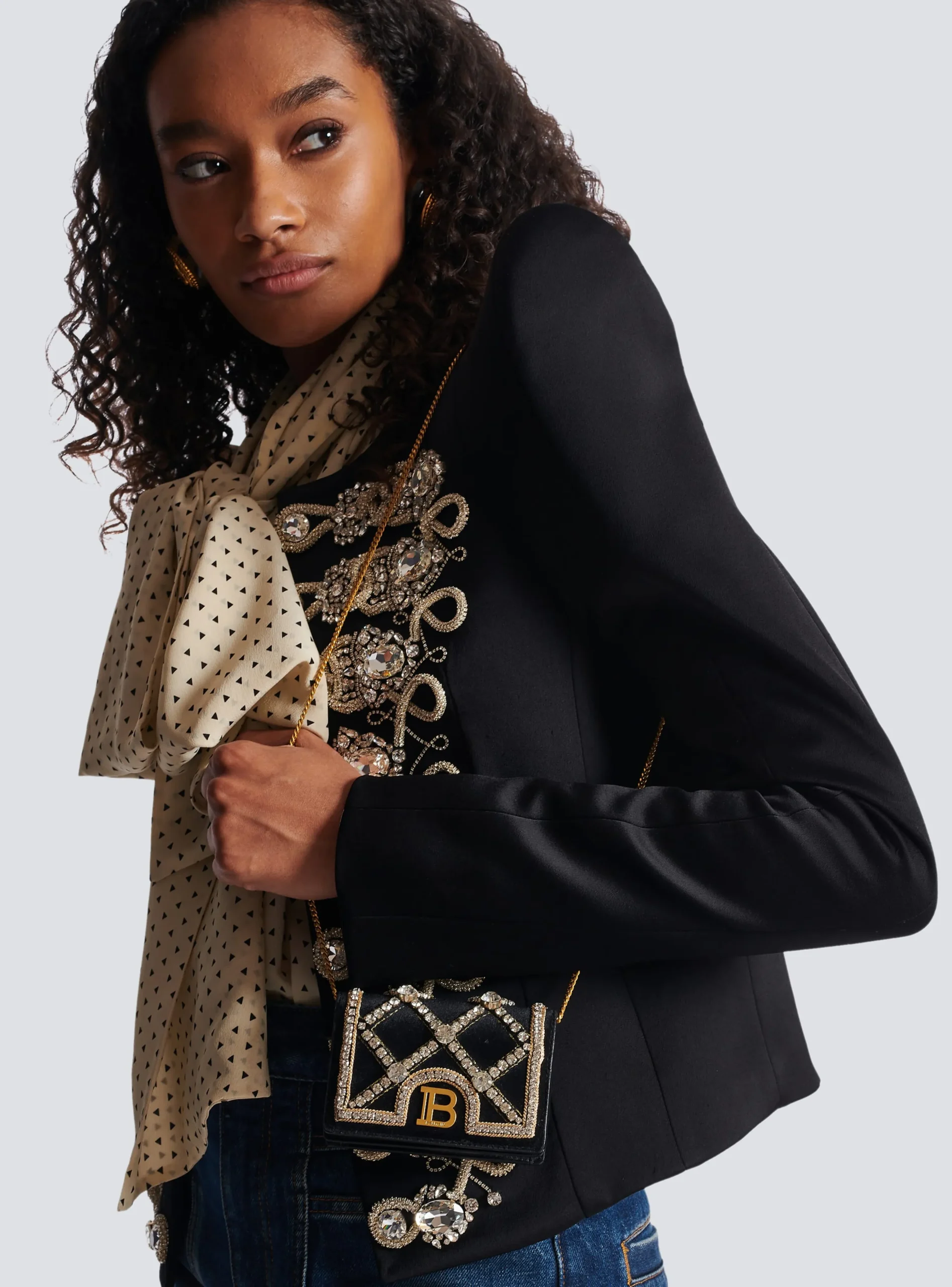 B-Buzz Velvet And Pearl Card Holder-Balmain Fashion