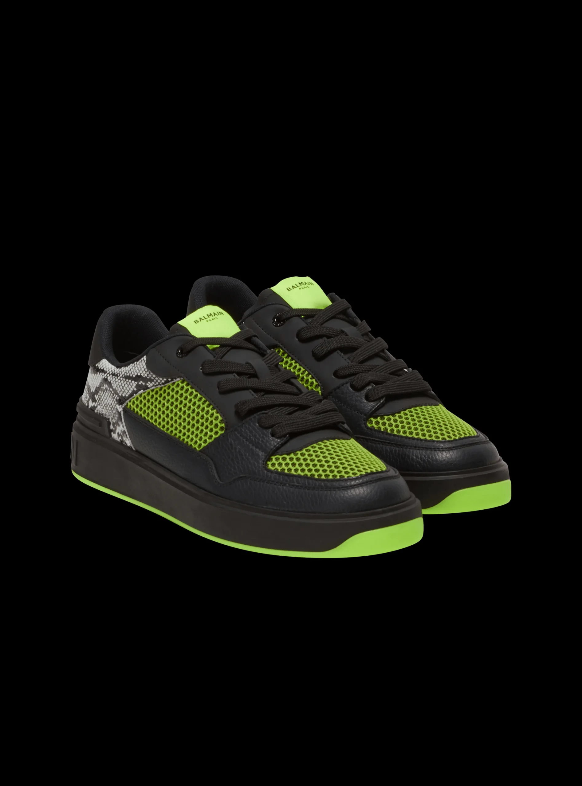 B-Court Flip Snakeskin-effect Leather And Mesh Trainers-Balmain Store