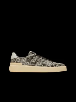 B-Court Flip Trainers In Monogrammed PB Labyrinth Calfskin-Balmain Fashion