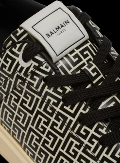 B-Court Flip Trainers In Monogrammed PB Labyrinth Calfskin-Balmain Fashion