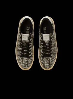 B-Court Flip Trainers In Monogrammed PB Labyrinth Calfskin-Balmain Fashion