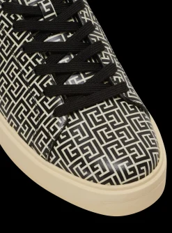 B-Court Flip Trainers In Monogrammed PB Labyrinth Calfskin-Balmain Fashion