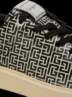 B-Court Flip Trainers In Monogrammed PB Labyrinth Calfskin-Balmain Fashion
