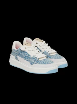 B-Court Flip Trainers In Monogrammed PB Labyrinth Denim-Balmain Best
