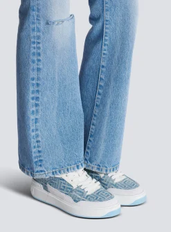 B-Court Flip Trainers In Monogrammed PB Labyrinth Denim-Balmain Best