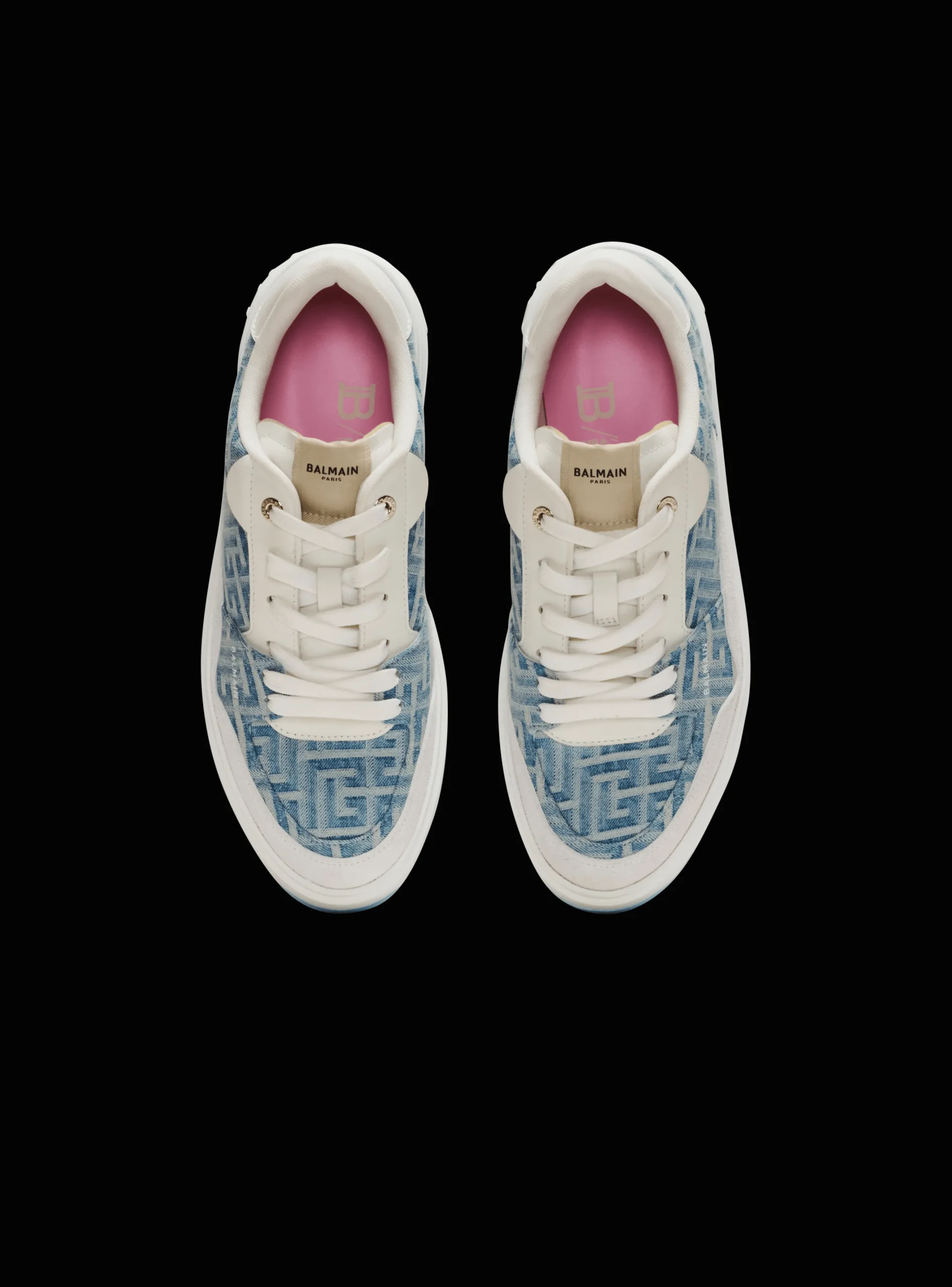 B-Court Flip Trainers In Monogrammed PB Labyrinth Denim-Balmain Best