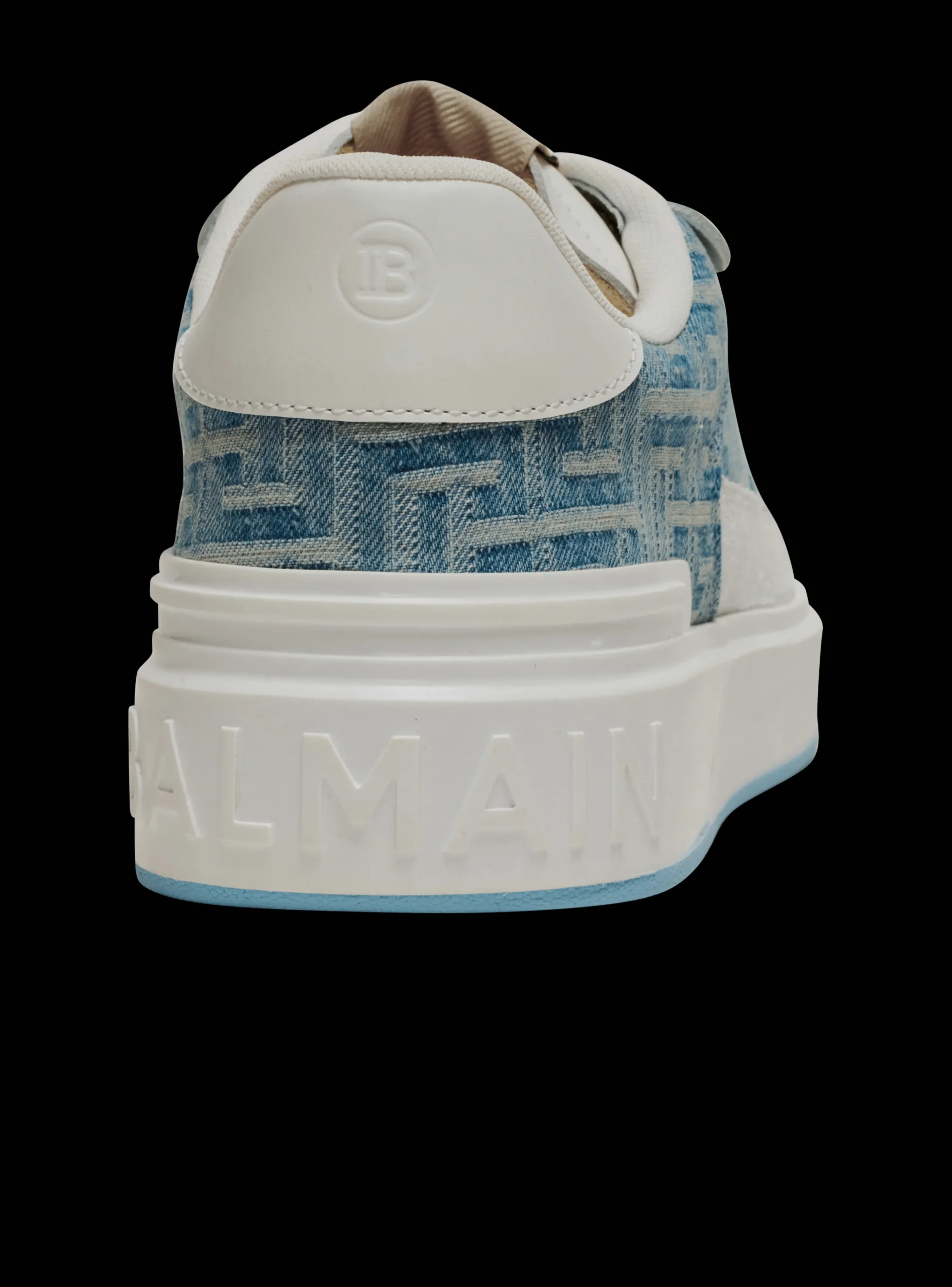 B-Court Flip Trainers In Monogrammed PB Labyrinth Denim-Balmain Best