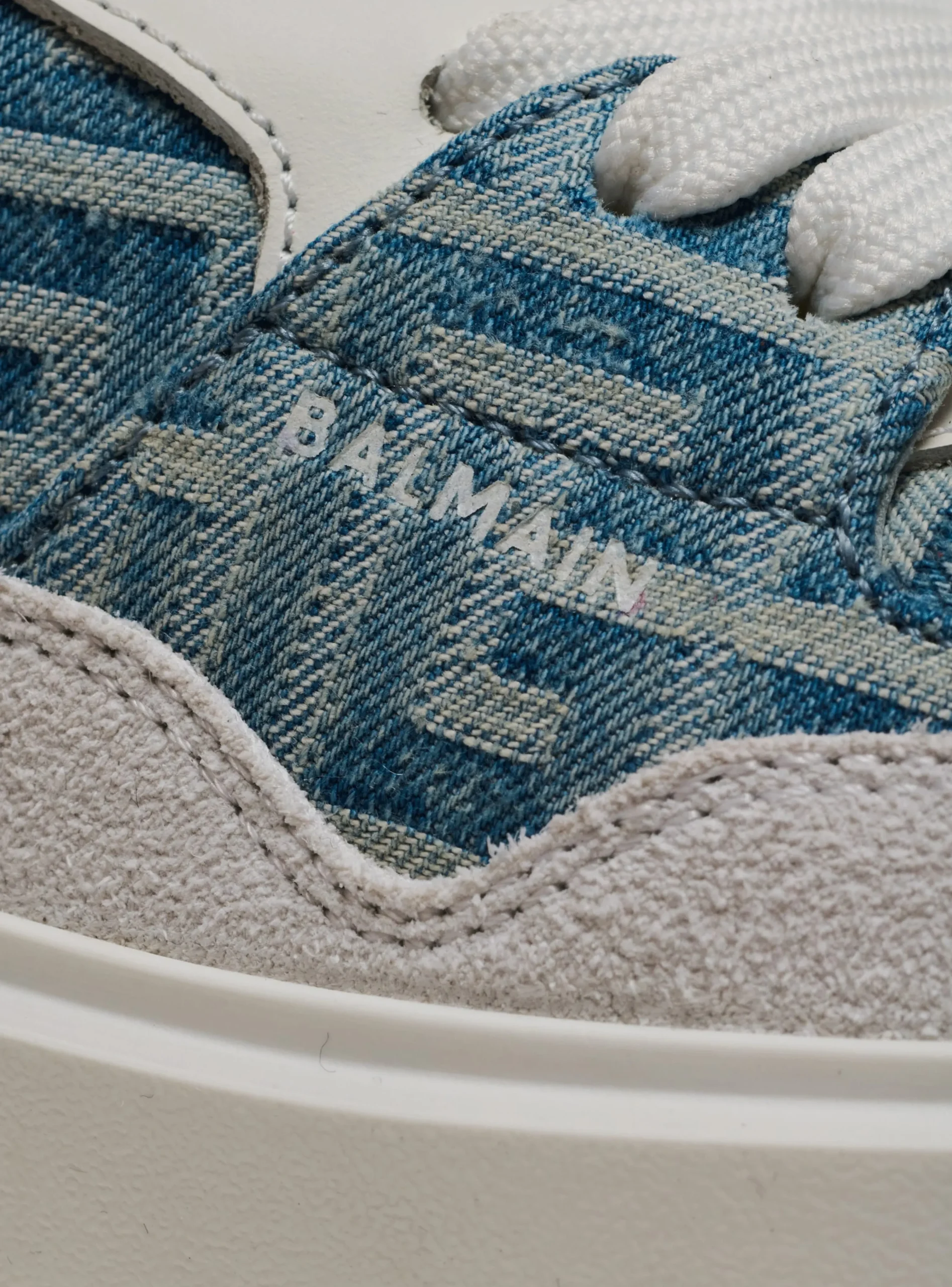 B-Court Flip Trainers In Monogrammed PB Labyrinth Denim-Balmain Best