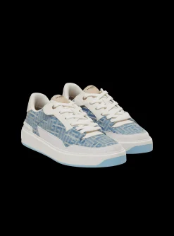 B-Court Flip Trainers In Monogrammed PB Labyrinth Denim-Balmain Discount