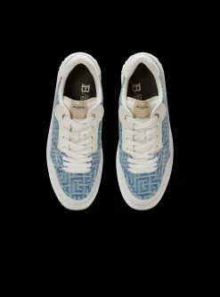 B-Court Flip Trainers In Monogrammed PB Labyrinth Denim-Balmain Discount