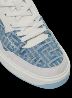 B-Court Flip Trainers In Monogrammed PB Labyrinth Denim-Balmain Discount