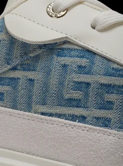 B-Court Flip Trainers In Monogrammed PB Labyrinth Denim-Balmain Discount