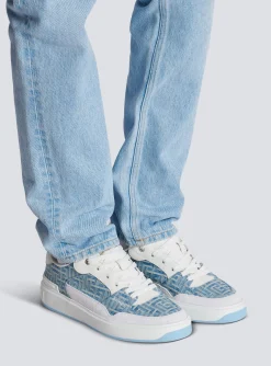 B-Court Flip Trainers In Monogrammed PB Labyrinth Denim-Balmain Discount