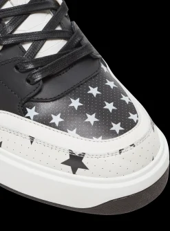 B-Court Mid Top Star Print Leather Trainers-Balmain New