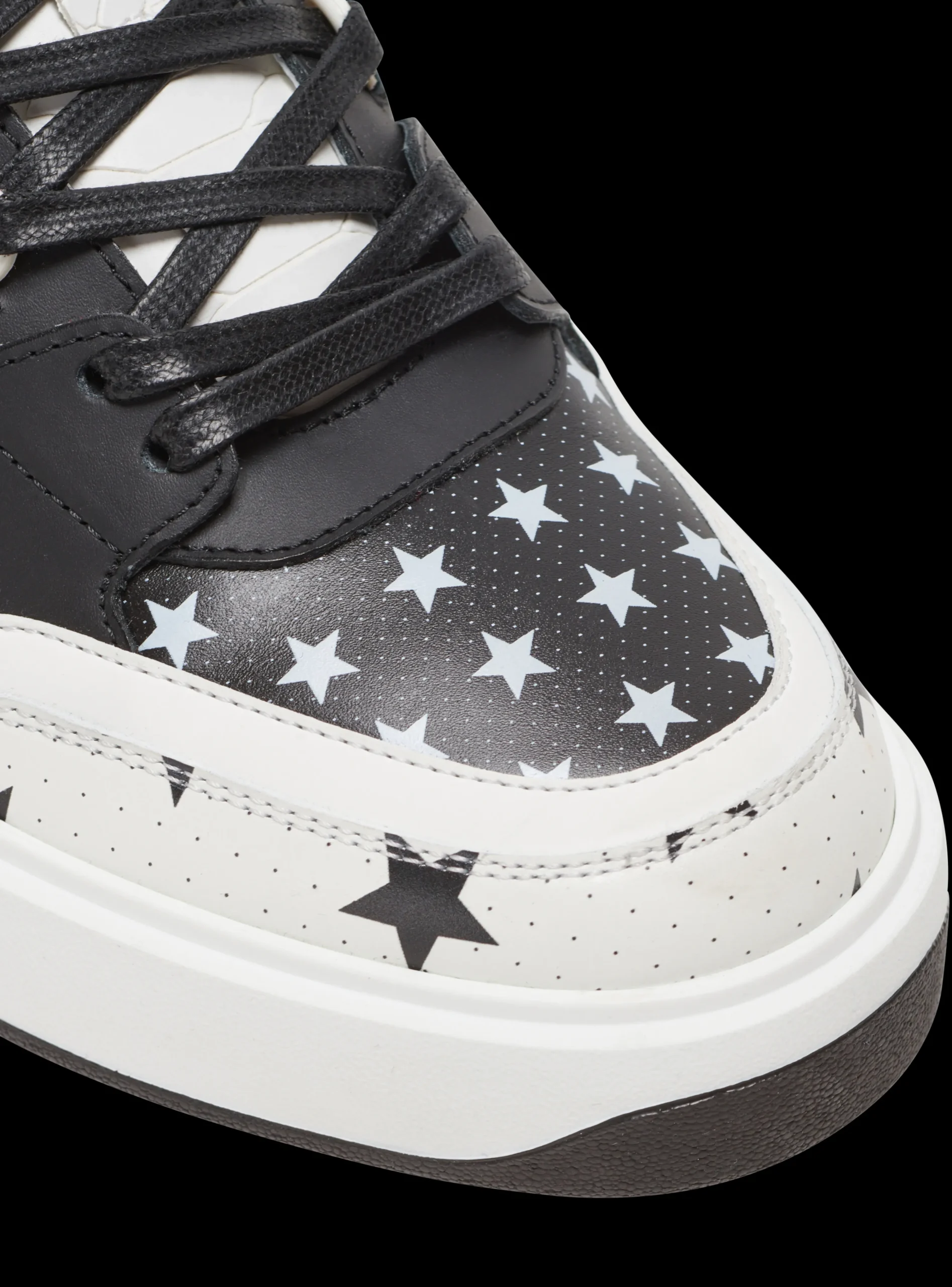 B-Court Mid Top Star Print Leather Trainers-Balmain New