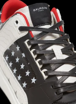 B-Court Mid Top Star Print Leather Trainers-Balmain New