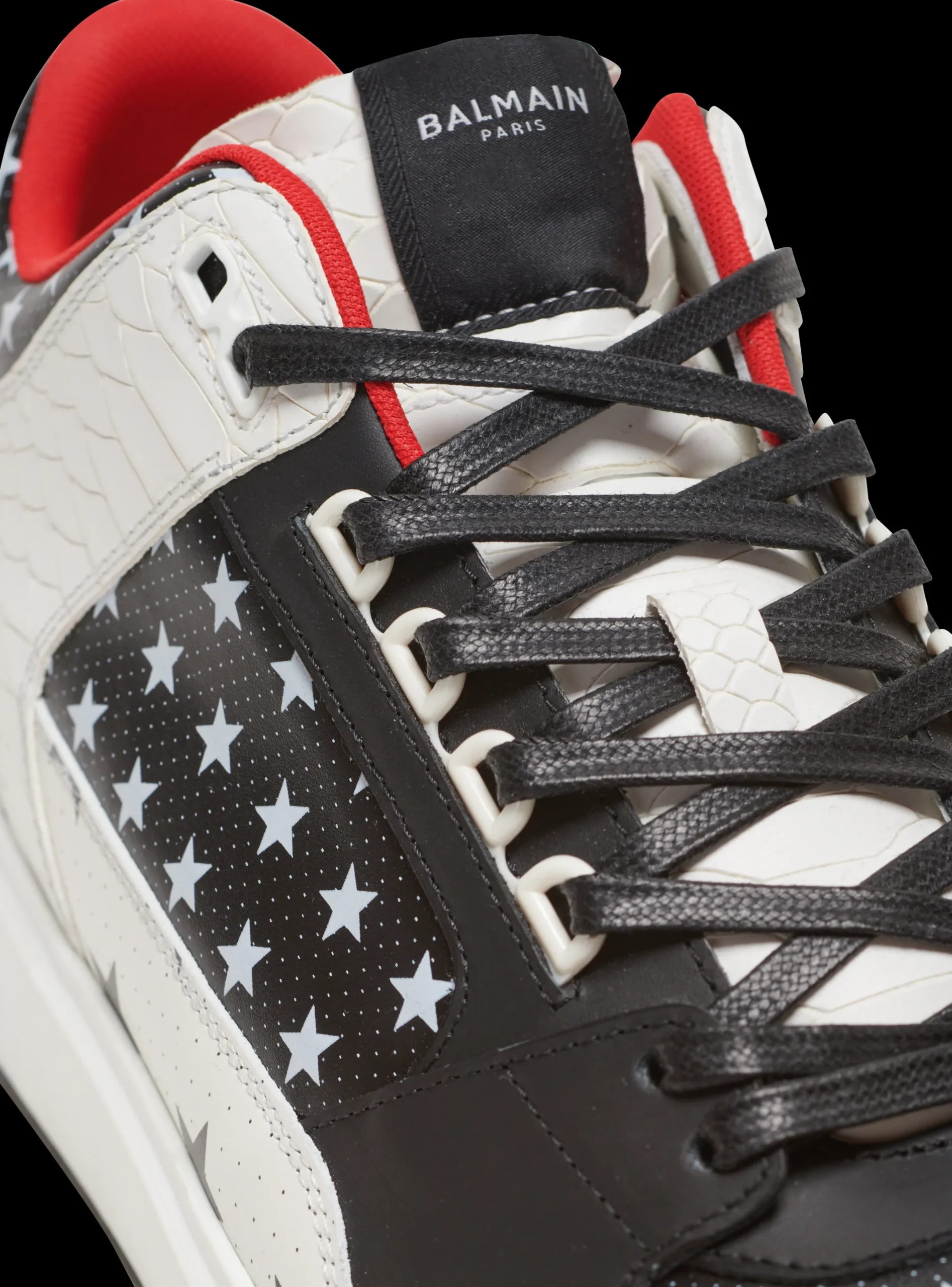 B-Court Mid Top Star Print Leather Trainers-Balmain New