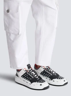 B-Court Mid Top Star Print Leather Trainers-Balmain New