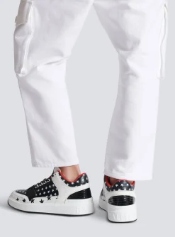 B-Court Mid Top Star Print Leather Trainers-Balmain New
