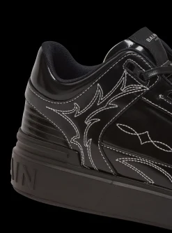 B-Court Mid Top Western Glazed Leather Trainers-Balmain Cheap