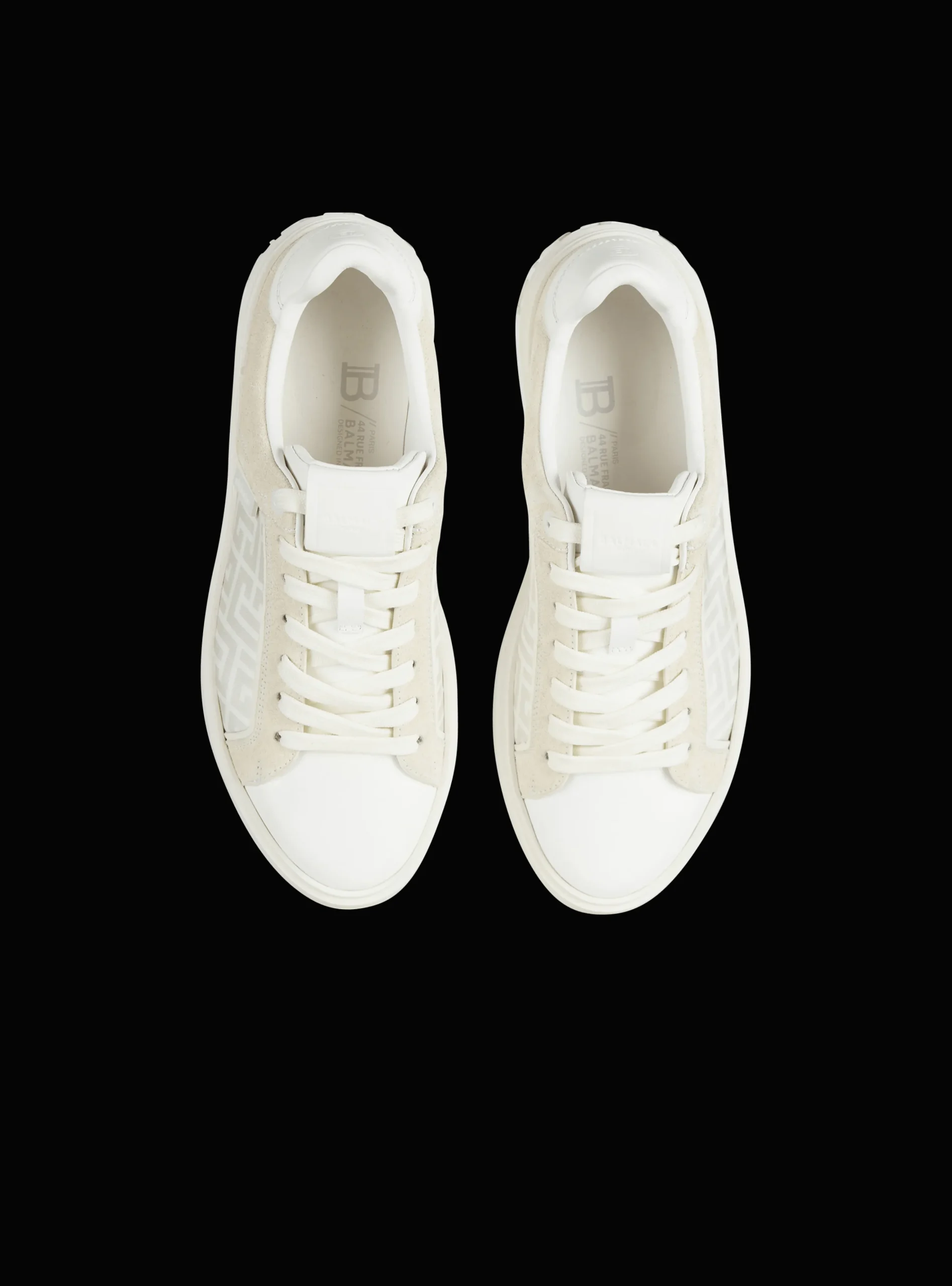 B-Court Monogrammed Nylon And Leather Trainers-Balmain Fashion