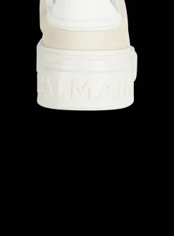 B-Court Monogrammed Nylon And Leather Trainers-Balmain Fashion