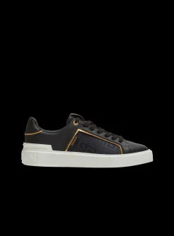 B-Court Monogrammed Nylon And Leather Trainers-Balmain Cheap