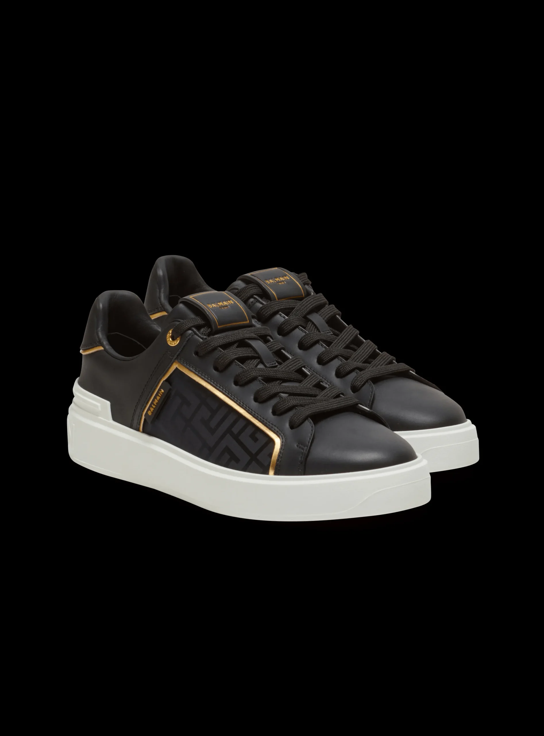 B-Court Monogrammed Nylon And Leather Trainers-Balmain Cheap