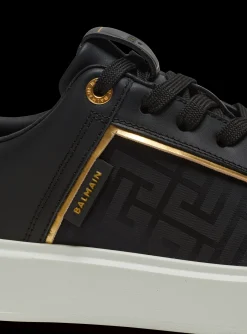 B-Court Monogrammed Nylon And Leather Trainers-Balmain Cheap