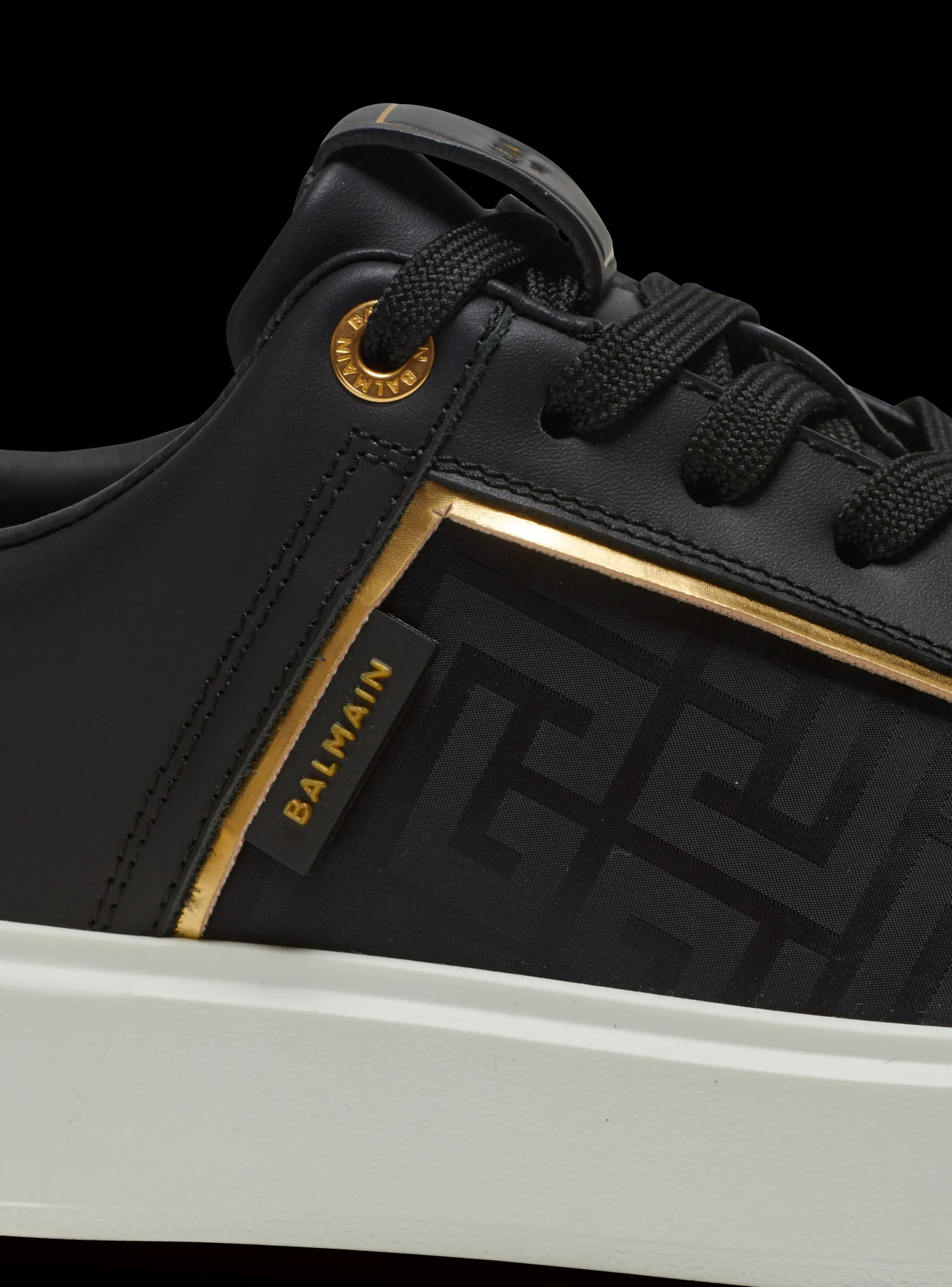 B-Court Monogrammed Nylon And Leather Trainers-Balmain Cheap