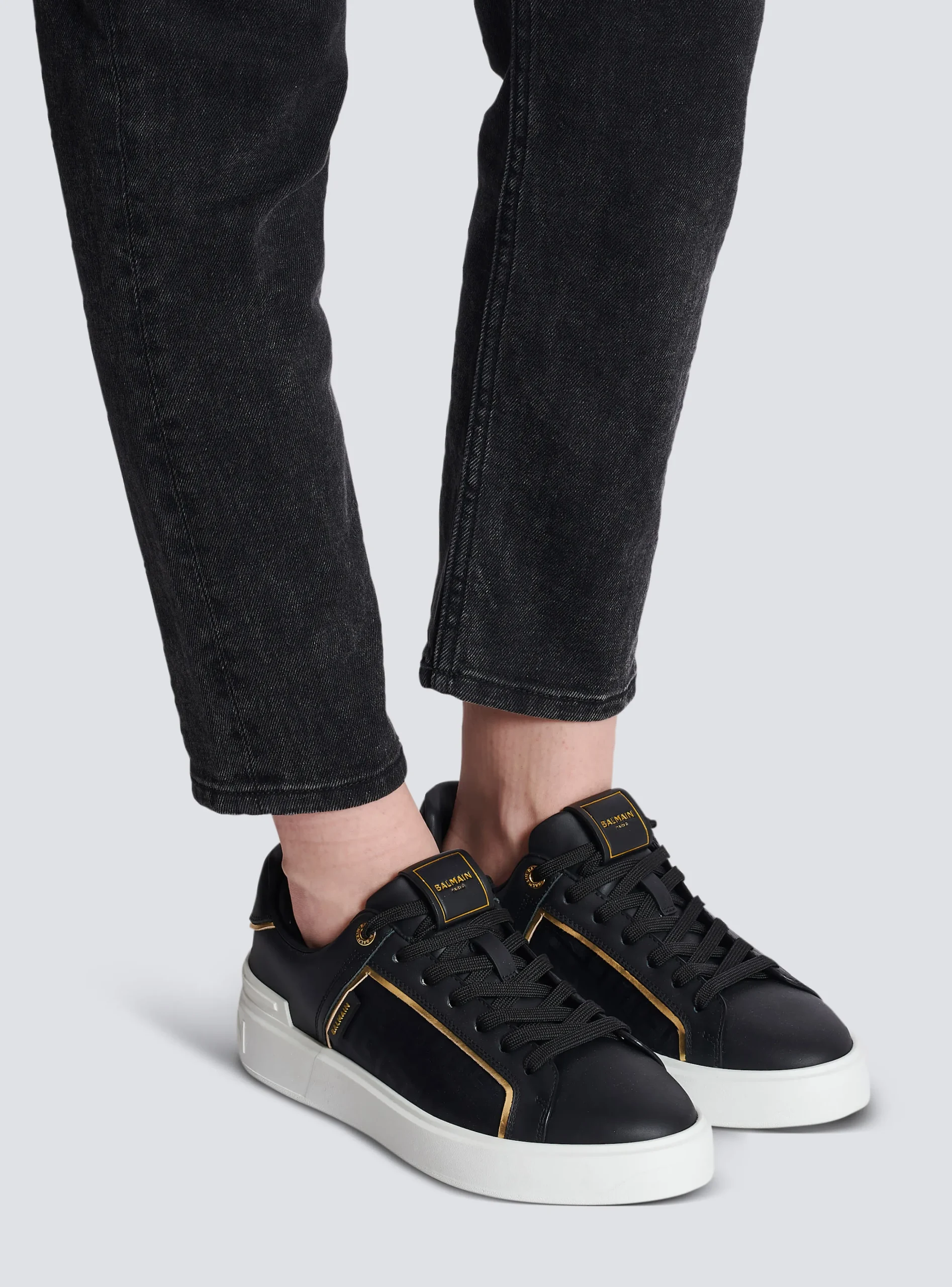 B-Court Monogrammed Nylon And Leather Trainers-Balmain Cheap