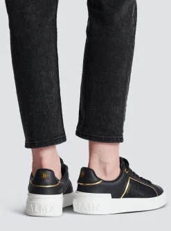 B-Court Monogrammed Nylon And Leather Trainers-Balmain Cheap