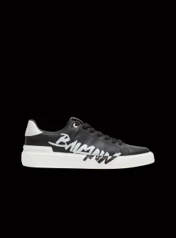 B-Court Printed Leather Trainers-Balmain Discount