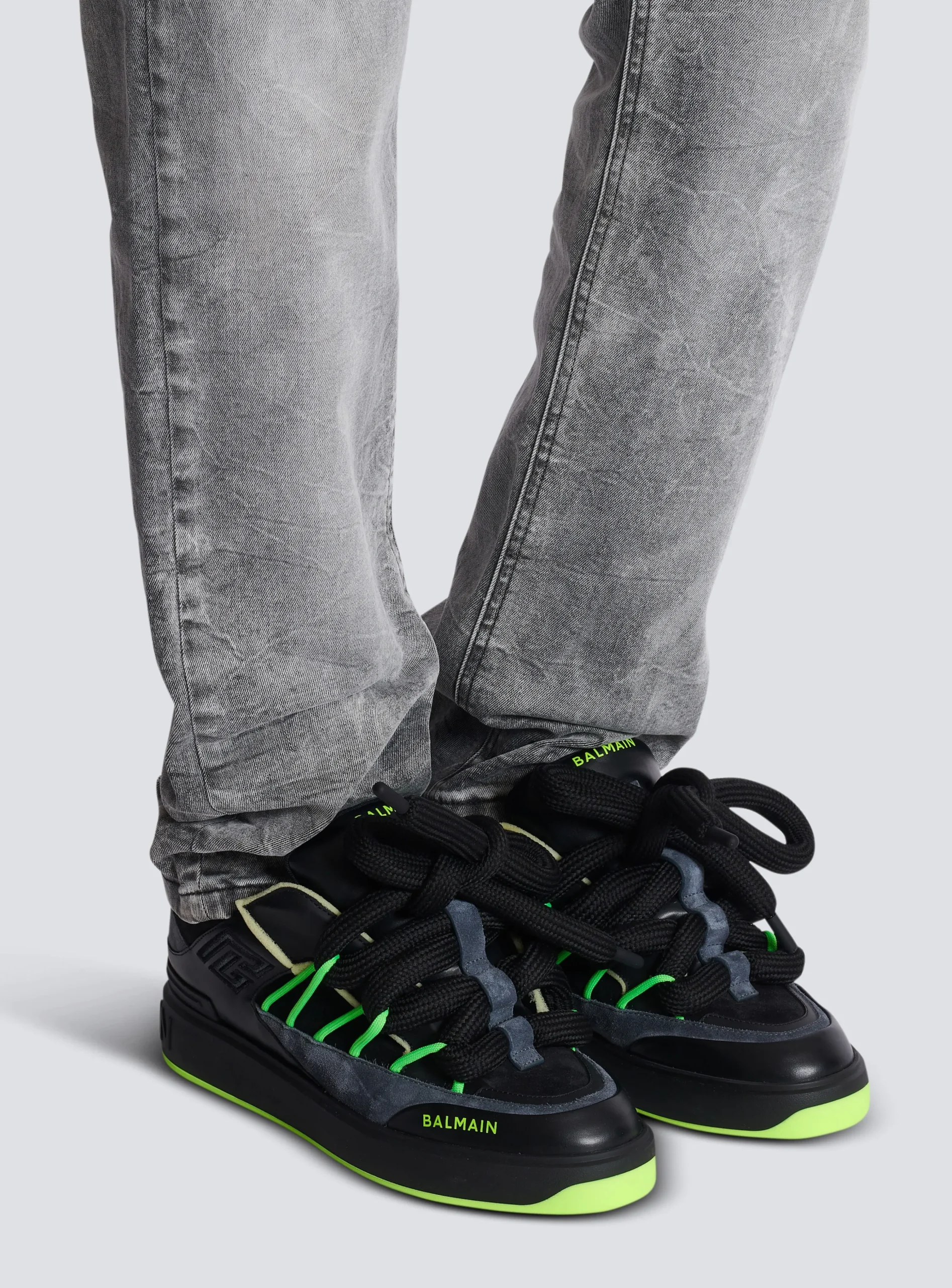 B-Court Puffy Skate Trainers In Calfskin And Suede-Balmain Flash Sale