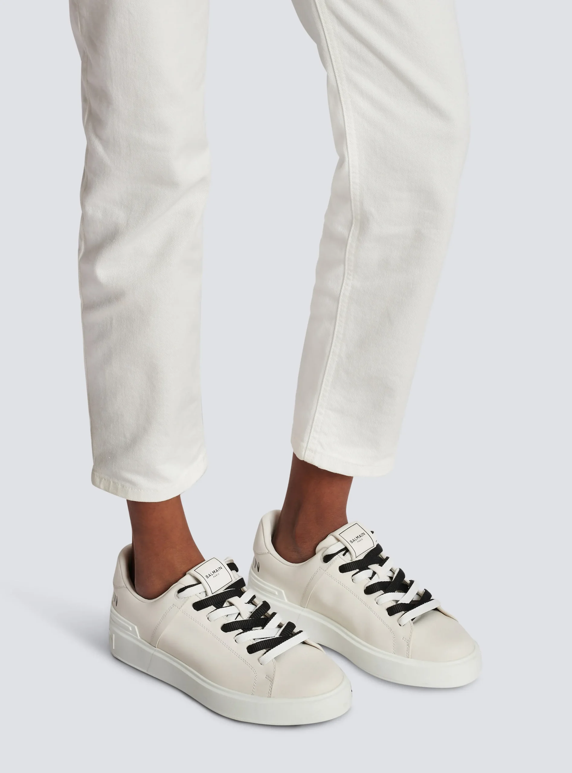 B-Court Smooth Leather Trainers-Balmain Discount