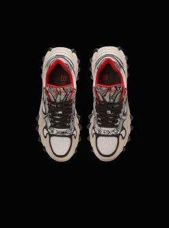 B-East Mesh And Snakeskin-effect Leather Trainers-Balmain Outlet