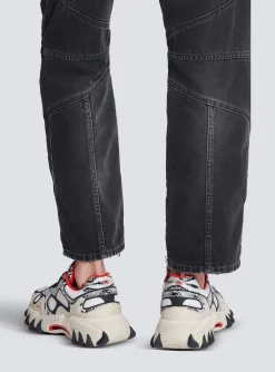 B-East Mesh And Snakeskin-effect Leather Trainers-Balmain Outlet