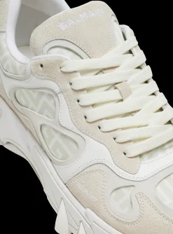 B-East Monogrammed Nylon And Leather Trainers-Balmain Best